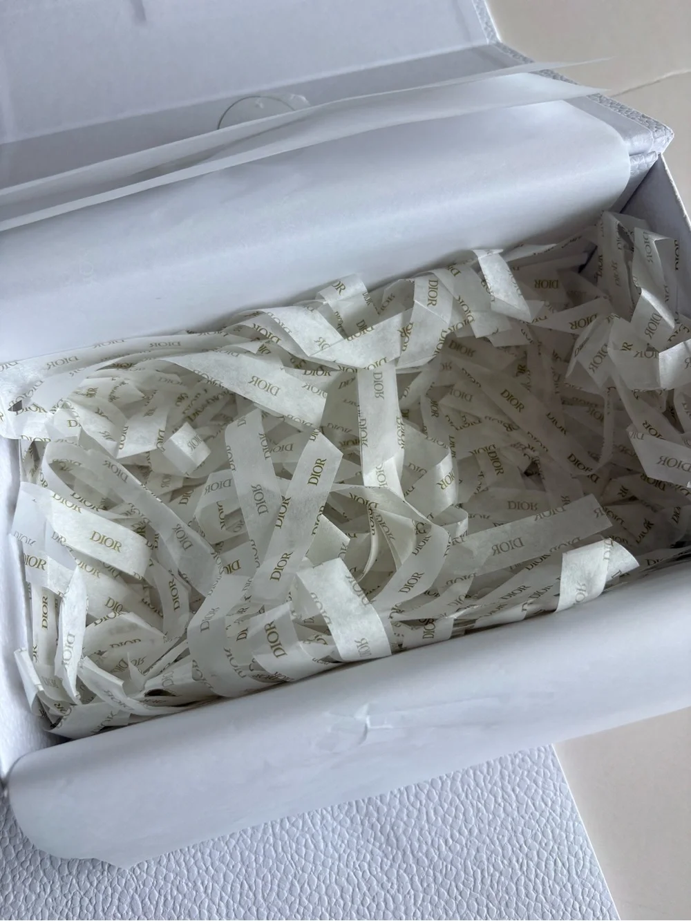 Dior White and Gold Logo Gift Tote and Box